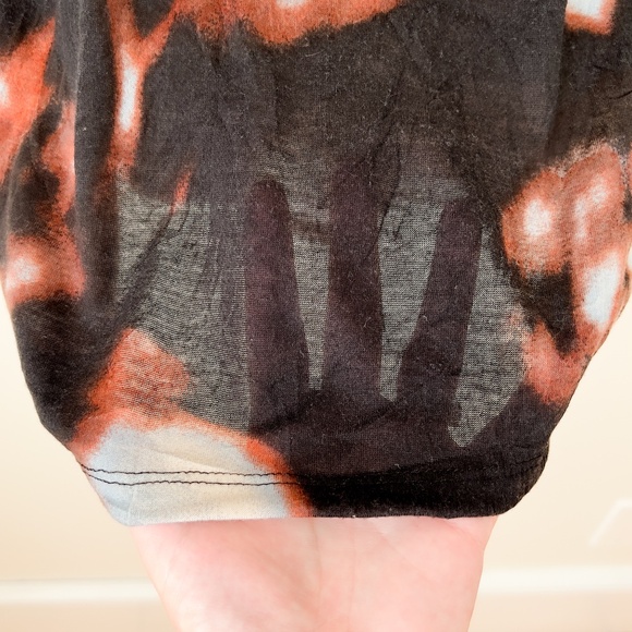 Black Floral Tunic Top - Semi Sheer Frayed - Size Large - Artsy Dark Floral - Picture 5 of 14